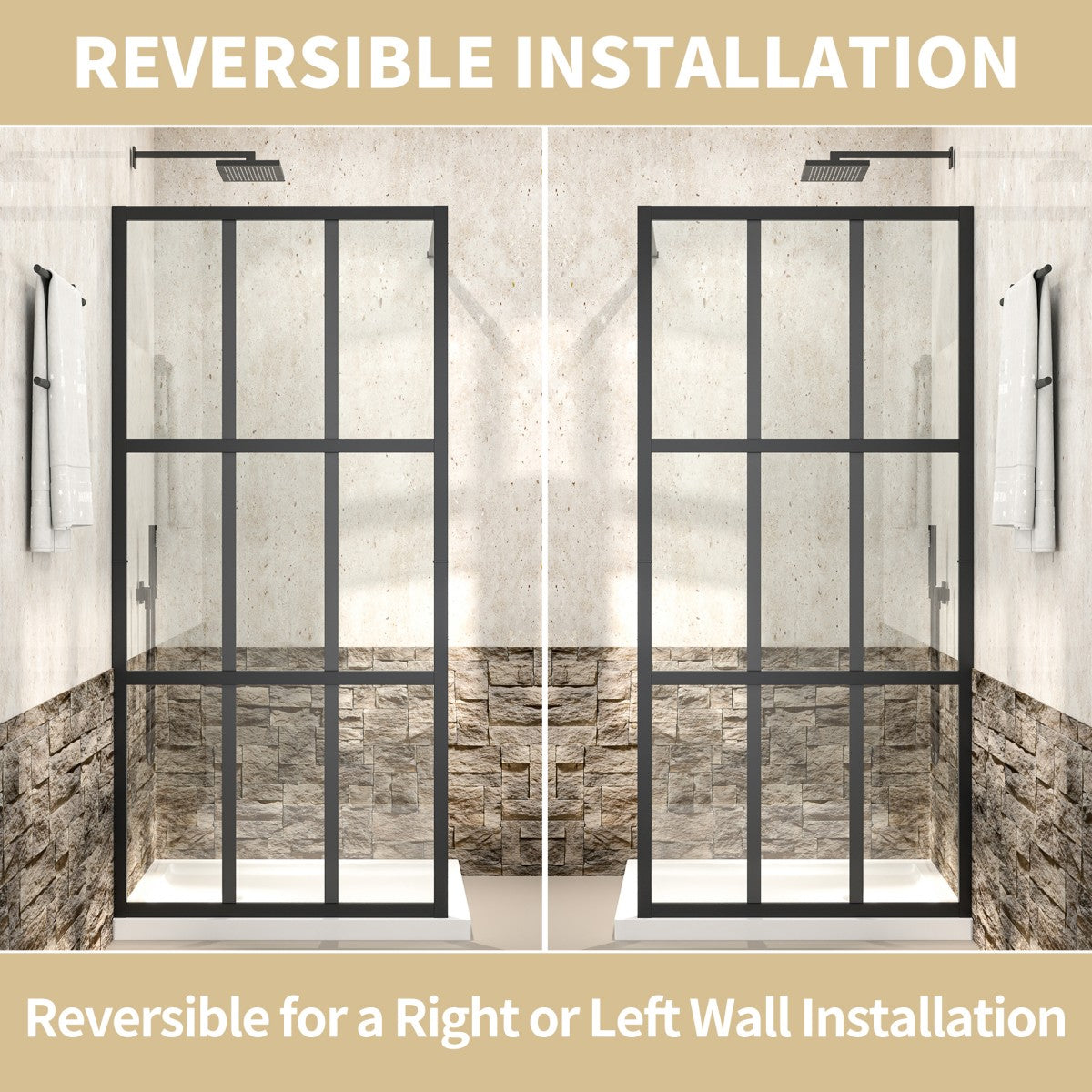 Atlas 34" X 72" Black Shower Door Clear Tempered Glass Framed Shower Screen Walk-in,Corner shower door