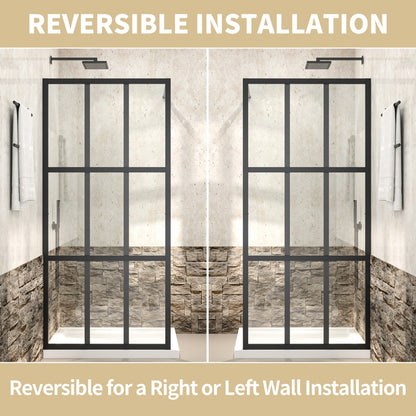 Atlas 34" X 72" Black Shower Door Clear Tempered Glass Framed Shower Screen Walk-in,Corner shower door