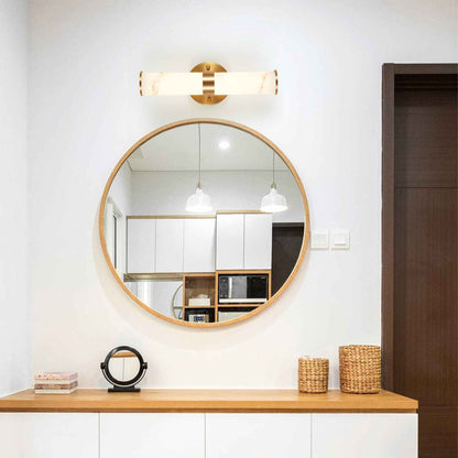 Exbrite Set of 2 Modern Marble-Effect Resin Wall Sconces with Gold Accents – Elegant LED-Compatible Vanity Lights for Bedroom, Living Room & Hallway(Only Inoor)