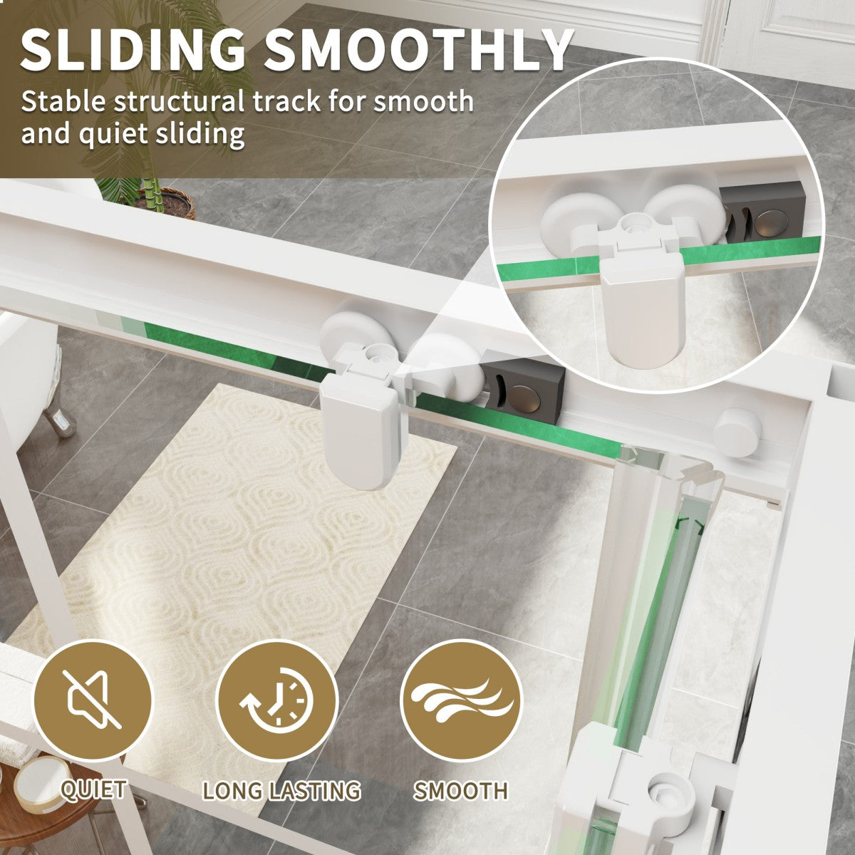 Haven-S 36" x 72" Corner Shower Enclosure,6mm Clear Glass,Double Sliding Shower Doors,White,Not Base,Adjustable