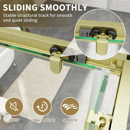 Haven 36" x 72" Corner Shower Enclosure,6mm Clear Glass,Double Sliding Shower Doors,Brushed Gold,Not Base,Adjustable