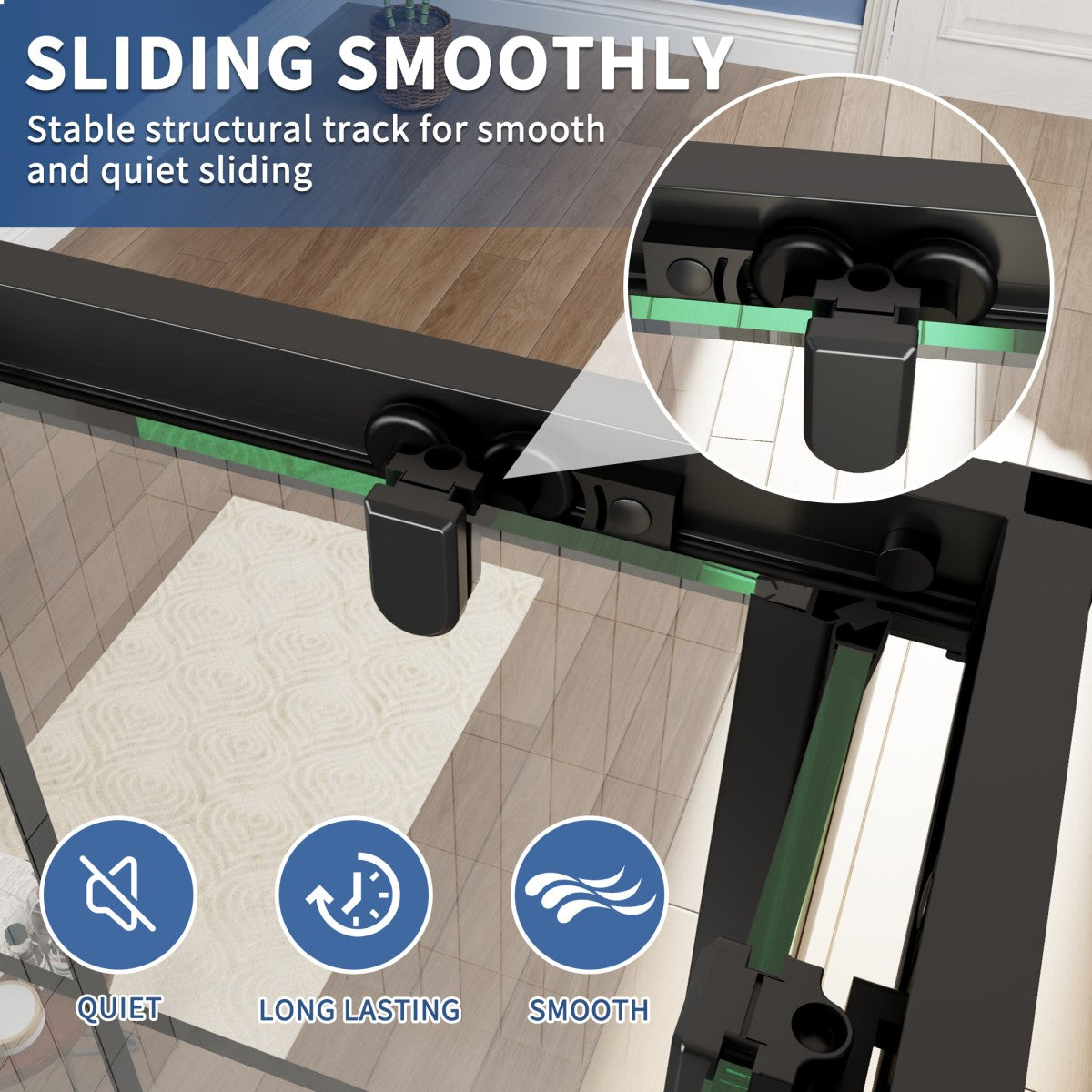 Haven-S 36" x 72" Corner Shower Enclosure,6mm Clear Glass,Double Sliding Shower Doors,Matte Black,Not Base,Adjustable