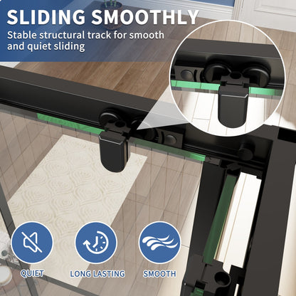 Haven-S 36" x 72" Corner Shower Enclosure,6mm Clear Glass,Double Sliding Shower Doors,Matte Black,Not Base,Adjustable