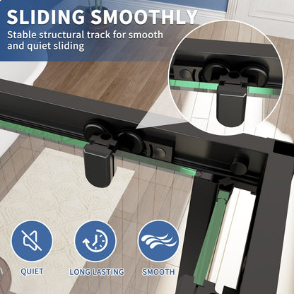 Haven 36" x 72" Matte Black Corner Shower Enclosure,6mm Clear Glass,Double Sliding Shower Doors,Not Base,Adjustable