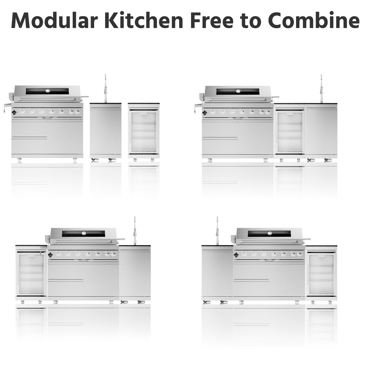 44-Inch 6-Burner 85,000 BTU Deluxe Stainless Steel Gas Outdoor Kitchen Island Grill with Wine Cooler Refrigerator, Rotisserie, Granite Countertops, Storage Cabinets & Drawers
