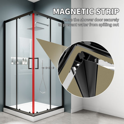 Haven 38" x 72" Matte Black Corner Shower Enclosure,6mm Clear Glass,Double Sliding Shower Doors,Not Base,Adjustable