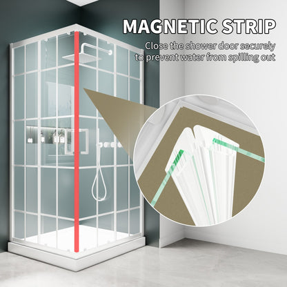 Haven-S 38" x 72" Corner Shower Enclosure,6mm Clear Glass,Double Sliding Shower Doors,White,Not Base,Adjustable