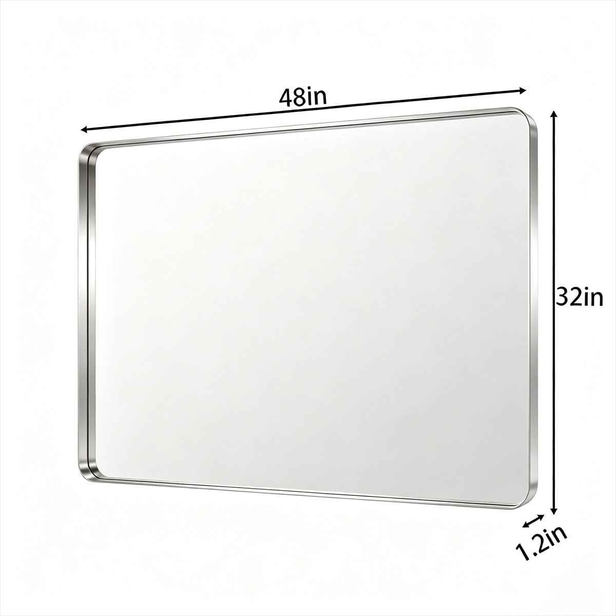 Noir 48" x 32" Silver Framed Rectangular Bathroom Mirror