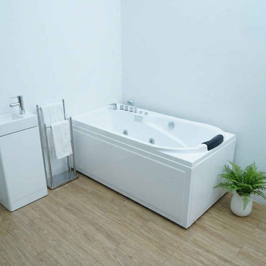 67" Acrylic Whirlpool Bathtub with 8 Hydro Massage Jets, Right Drain, 110V UL Certified Jetted Tub|Exbrite