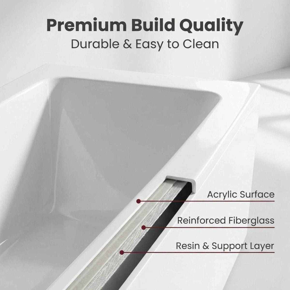 67" Whirlpool Bathtub, Hydrotherapy Jetted Bathtub with Glass Panel, 7 Jets,3-Side Apron,89 Gallons,White|Exbrite