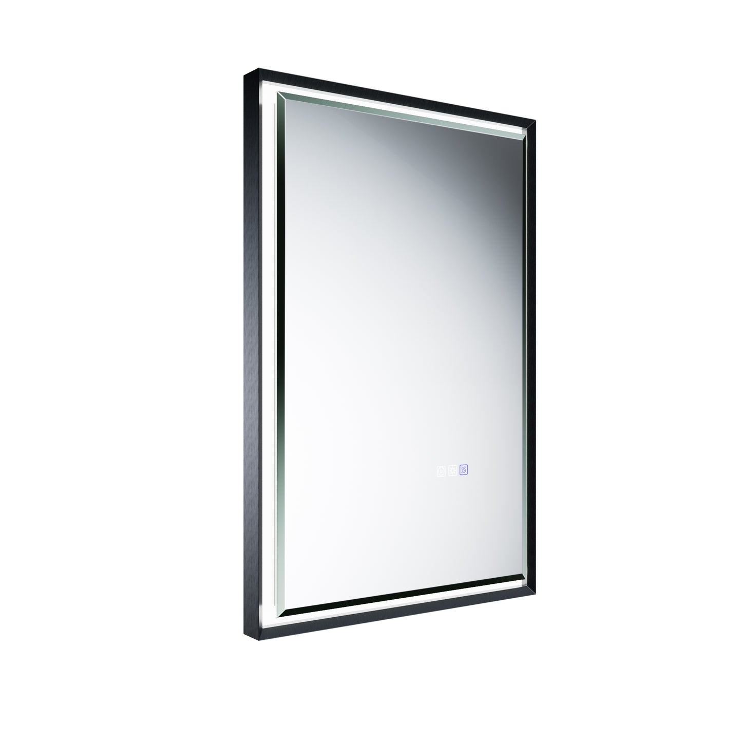 Verloar 22" W x 34" H Dimmable Lighted Bath Mirror with Light, Anti Fog and Matte Black Frame