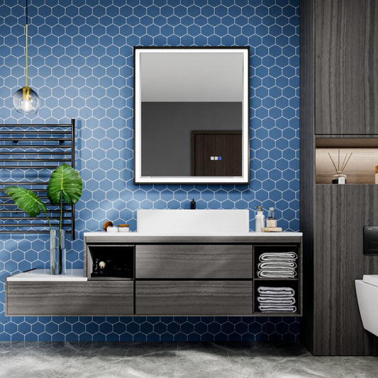 Verloar 30" W x 36" H Lighted Bathroom  Mirror,Dimmable,Anti Fog,Front-Lit Illumination,Matte Black