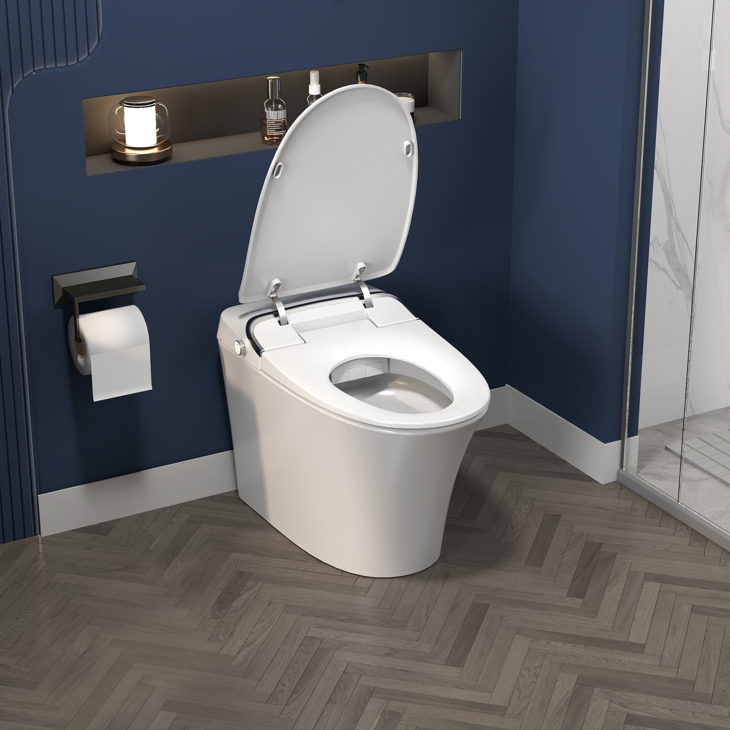 ExBrite Luxury Smart Toilet with Dryer,Warm Water,Elongated Bidet,Heated Seat,Remote Control,Night Light,Power Outage Flushing,Soft Close