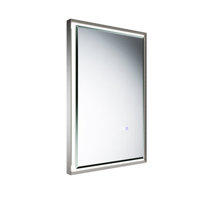 Verloar 22" W x 34" H Lighted Bathroom Mirror - Dimmable, Anti-Fog, Front-Lit Illumination in Brushed Nickel