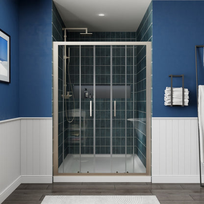 Holden 50-54"W x 70"H Easy Clean Shatter Proof Double Framed Sliding Shower Door with 1/4" (6mm) Clear SGCC Tempered Glass,Brush Nickel