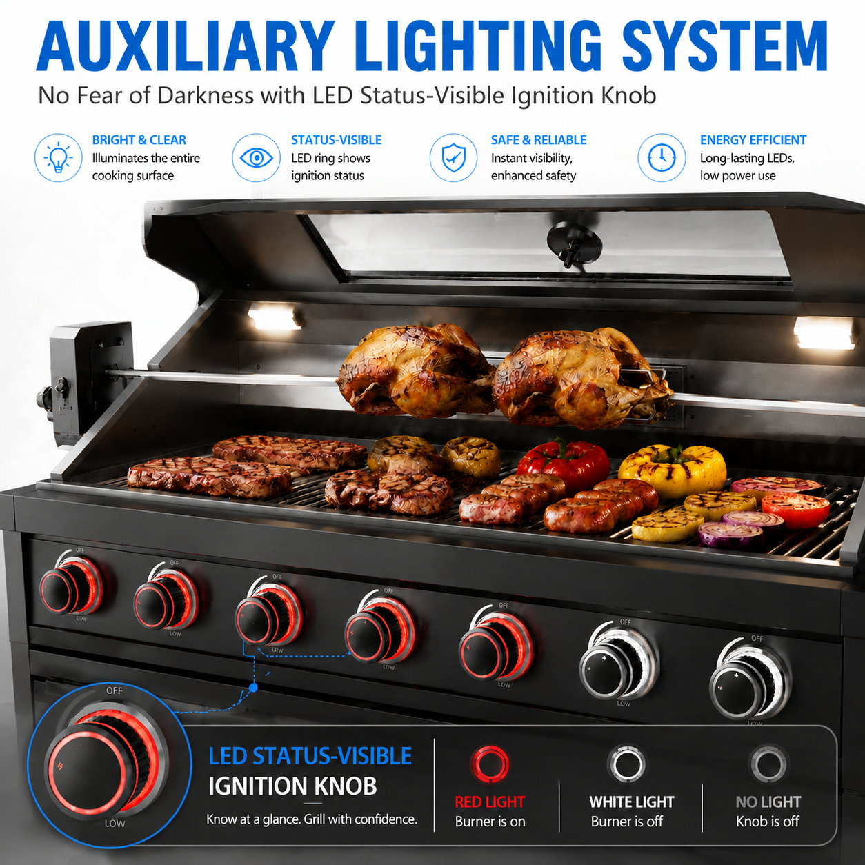 46-Inch 4-Burner 72000 BTU Deluxe Stainless Steel Gas Outdoor Kitchen Bar Barbecue Island Grill + Wine Cooler Compact Refrigerator + Rotisserie kit + Granite Countertops + Stainless steel Sink-104