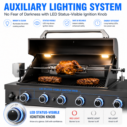 Outdoor Kitchen Island 85.2 Inch 4+1 Burner Propane Gas BBQ Grill 71500 BTU 304 Stainless Steel Black Color With CSA, ETL Certification + Sink + Refrigerator