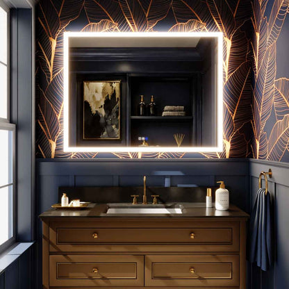 Solen 48" x 36" Frameless Rectangular Lighted Vanity Mirror with Anti-Fog and Bright LED Lighting