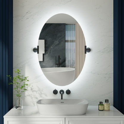 24"x 36" Navi-pro Frameless Oval 3-Color Backlit Pivoting LED Bathroom Mirror