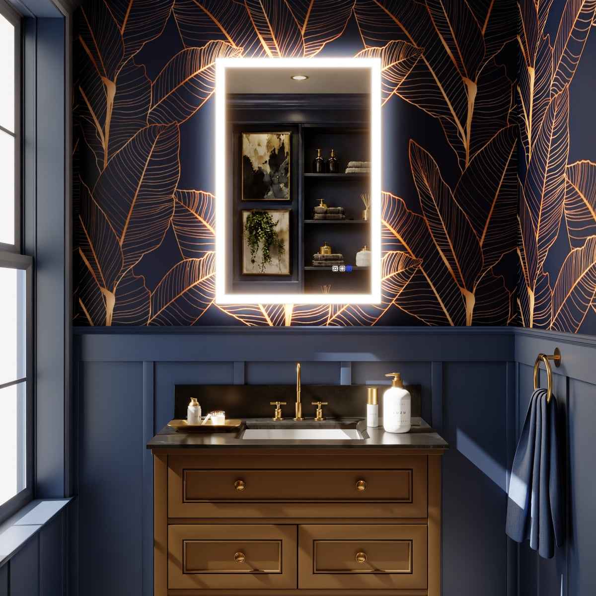 Solen 24" x 36" Frameless Rectangular Lighted Vanity Mirror with Anti-Fog and Bright LED Lighting
