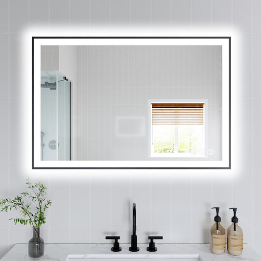 Apex-Noir 24"x36" Framed LED Lighted Bathroom Mirror