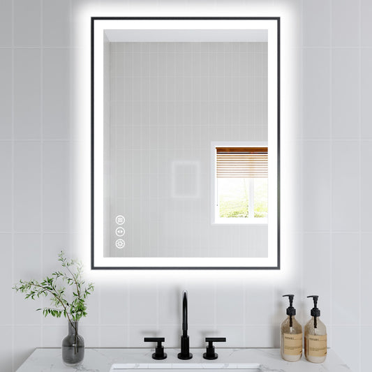 Apex-Noir 24"x32" Framed LED Lighted Bathroom Mirror