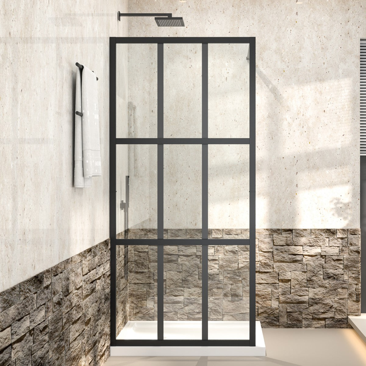 Atlas 34" X 72" Black Shower Door Clear Tempered Glass Framed Shower Screen Walk-in,Corner shower door
