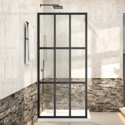 Atlas 34" X 72" Black Shower Door Clear Tempered Glass Framed Shower Screen Walk-in,Corner shower door