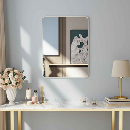 Noir 28" x 36" Silver Framed Rectangular Bathroom Mirror