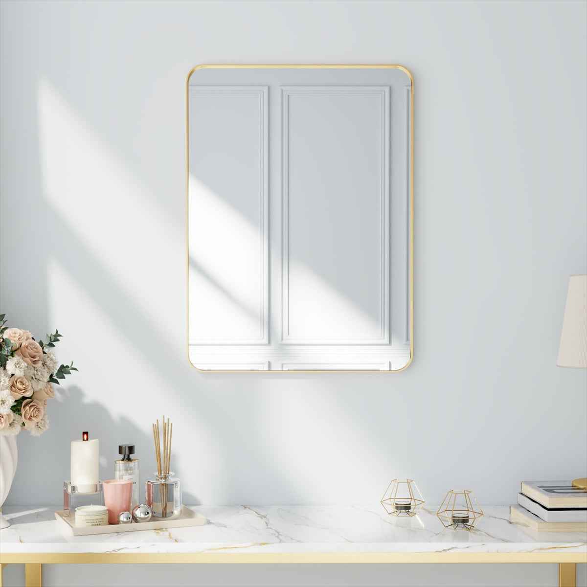 Noir 24" x 32" Gold Framed Rectangular Bathroom Mirror