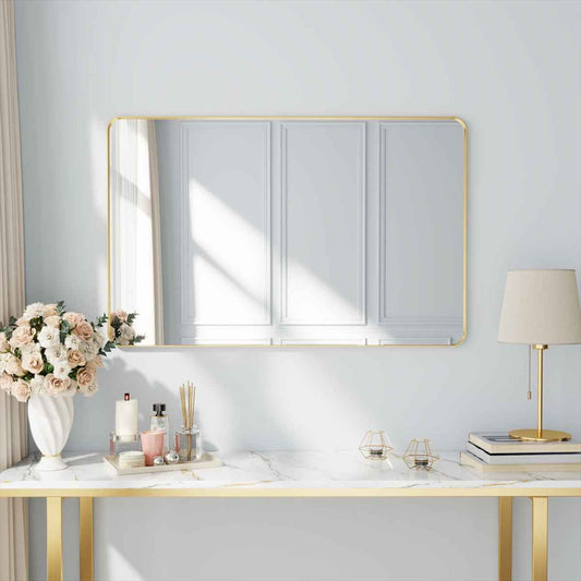 Noir 48" x 30" Gold Framed Rectangular Bathroom Mirror