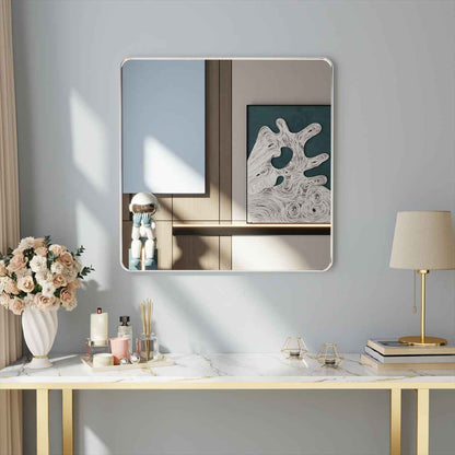 Noir 36" x 36" Silver Framed Rectangular Bathroom Mirror