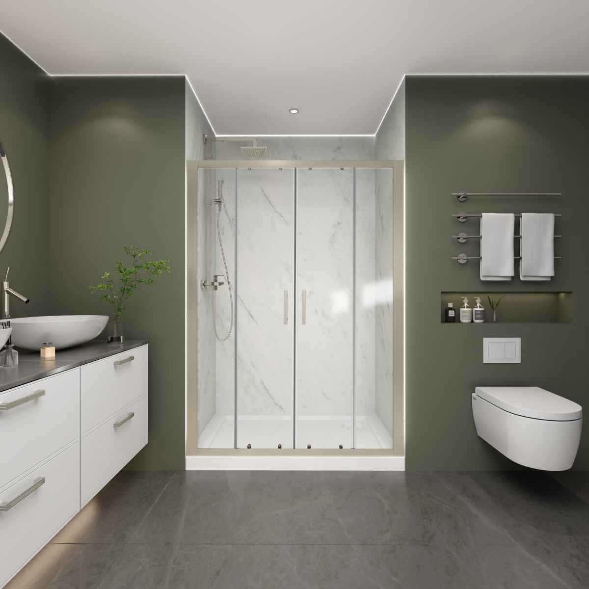 Holden 50-54.W x 70.H Easy Clean Double Framed Sliding Shower Door with 1/4" (6mm) Clear SGCC Tempered Glass, Brushed Nickel Finish,Burshed Nickel (Copy)