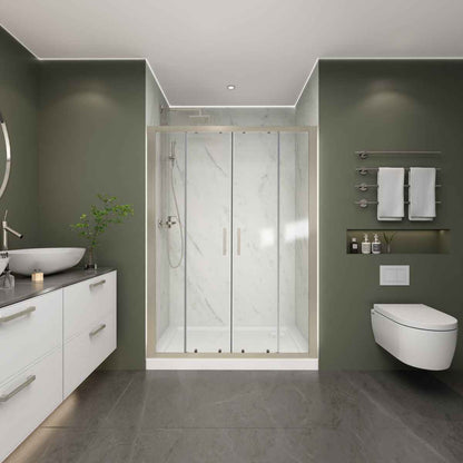 Holden 50-54.W x 70.H Easy Clean Double Framed Sliding Shower Door with 1/4" (6mm) Clear SGCC Tempered Glass, Brushed Nickel Finish,Burshed Nickel (Copy)