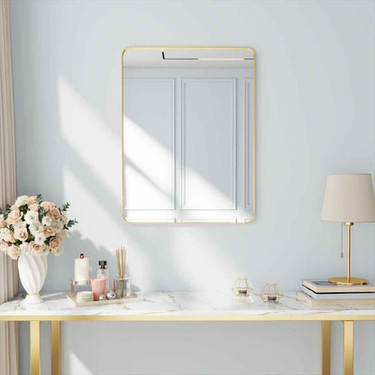 Noir 28" x 36" Gold Framed Rectangular Bathroom Mirror