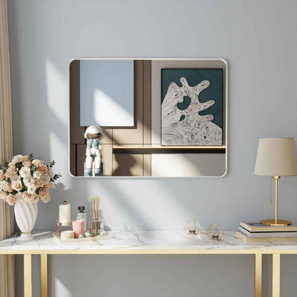 Noir 40" x 30" Silver Framed Rectangular Bathroom Mirror