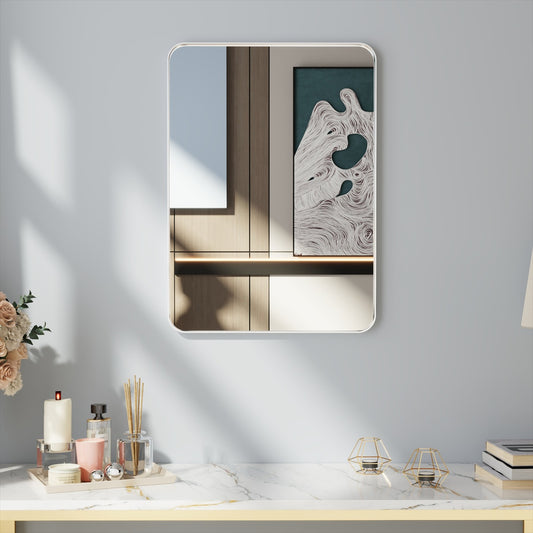 Noir 22" x 30" Silver Framed Rectangular Bathroom Mirror