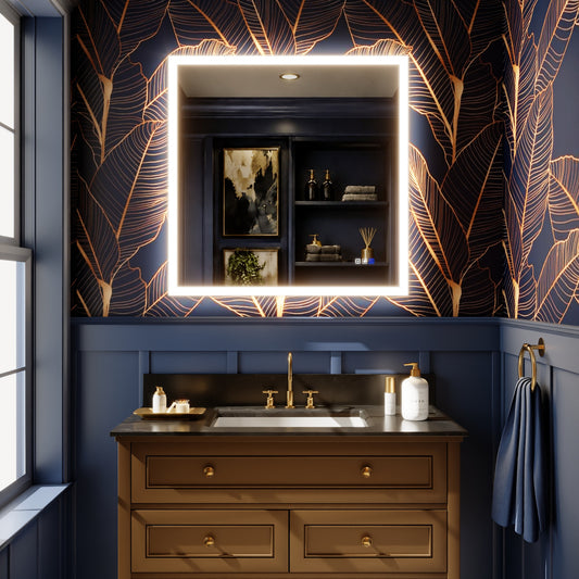 Solen 36" x 36" Frameless Rectangular Lighted Vanity Mirror with Anti-Fog and Bright LED Lighting Bathroom mirror
