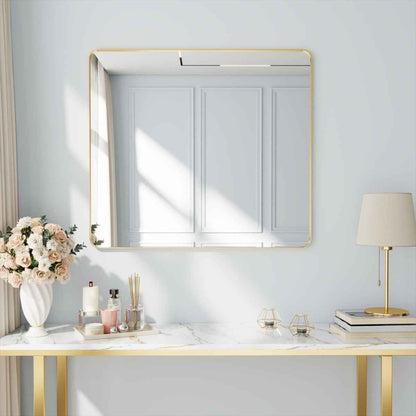 Noir 40" x 36" Gold Framed Rectangular Bathroom Mirror