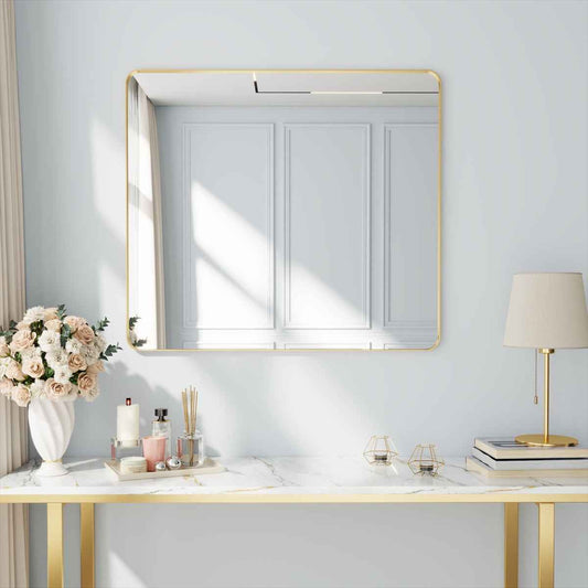 Noir 40" x 36" Gold Framed Rectangular Bathroom Mirror