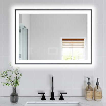 Apex-Noir 20"x28" Framed LED Lighted Bathroom Mirror