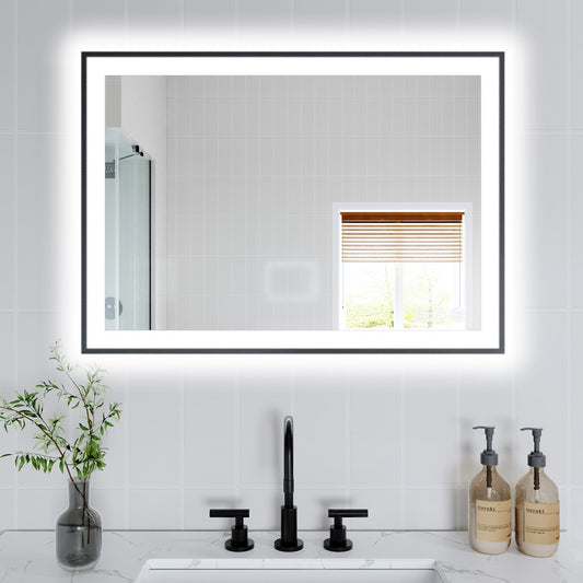 Apex-Noir 20"x28" Framed LED Lighted Bathroom Mirror