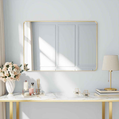 Noir 48" x 32" Gold Framed Rectangular Bathroom Mirror