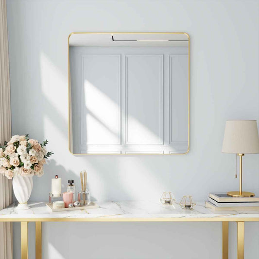 Noir 36" x 36" Gold Framed Rectangular Bathroom Mirror