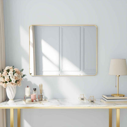 Noir 40" x 30" Gold Framed Rectangular Bathroom Mirror