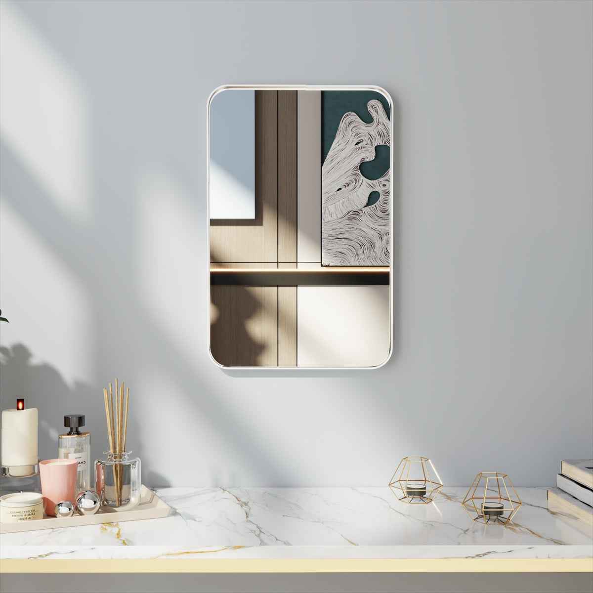 Noir 16" x 24" Silver Framed Rectangular Bathroom Mirror