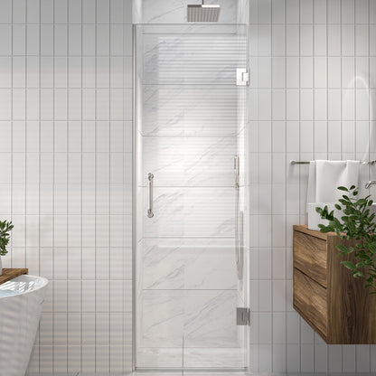 Valor Shower Door 24in.W x 72in.H Semi-Frameless Hinged Shower Door,Shower Room Glass Door with Clear Tempered Shower Glass Panel,Chrome