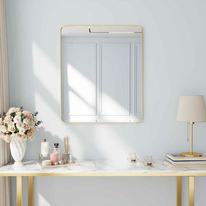 Noir 30" x 36" Gold Framed Rectangular Bathroom Mirror