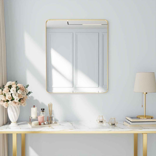 Noir 30" x 36" Gold Framed Rectangular Bathroom Mirror
