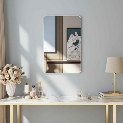 Noir 24" x 36" Silver Framed Rectangular Bathroom Mirror